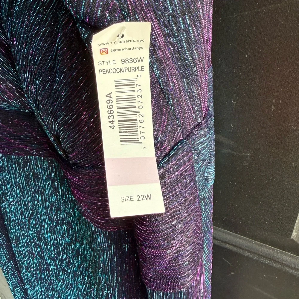 NWT R&M Richard’s Shimmering Women's V-Neck Sleeveless Fit & Flare Gown Size 22W - Picture 5 of 15